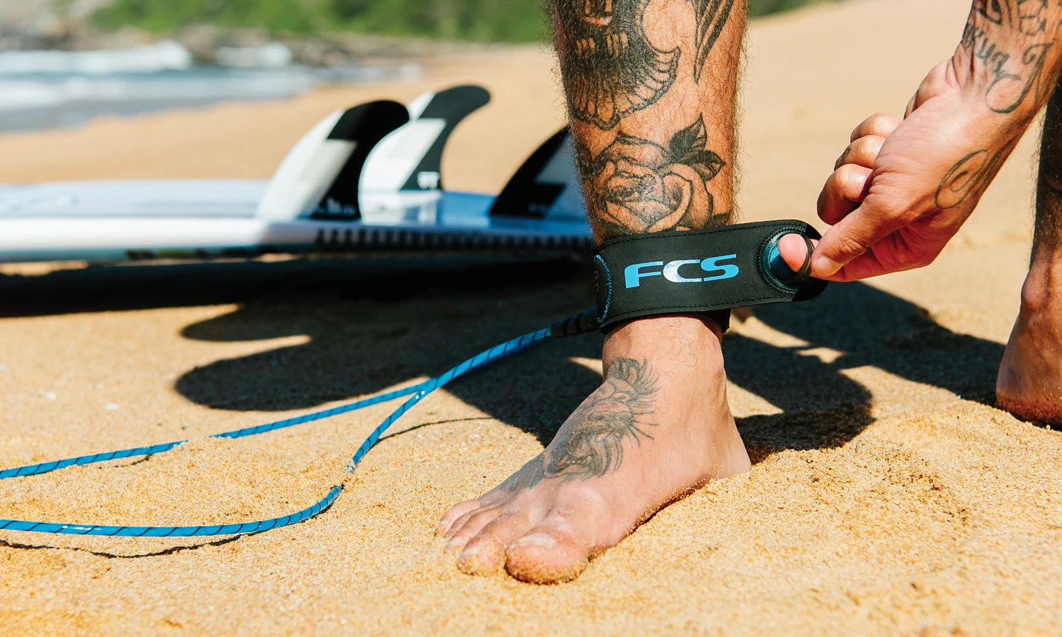 FCS Freedom Helix All Around Calf Leash-Natural/Black-9' 6 FCS Freedom Helix All Around Calf Leash-Natural/Black-9' - Image 4